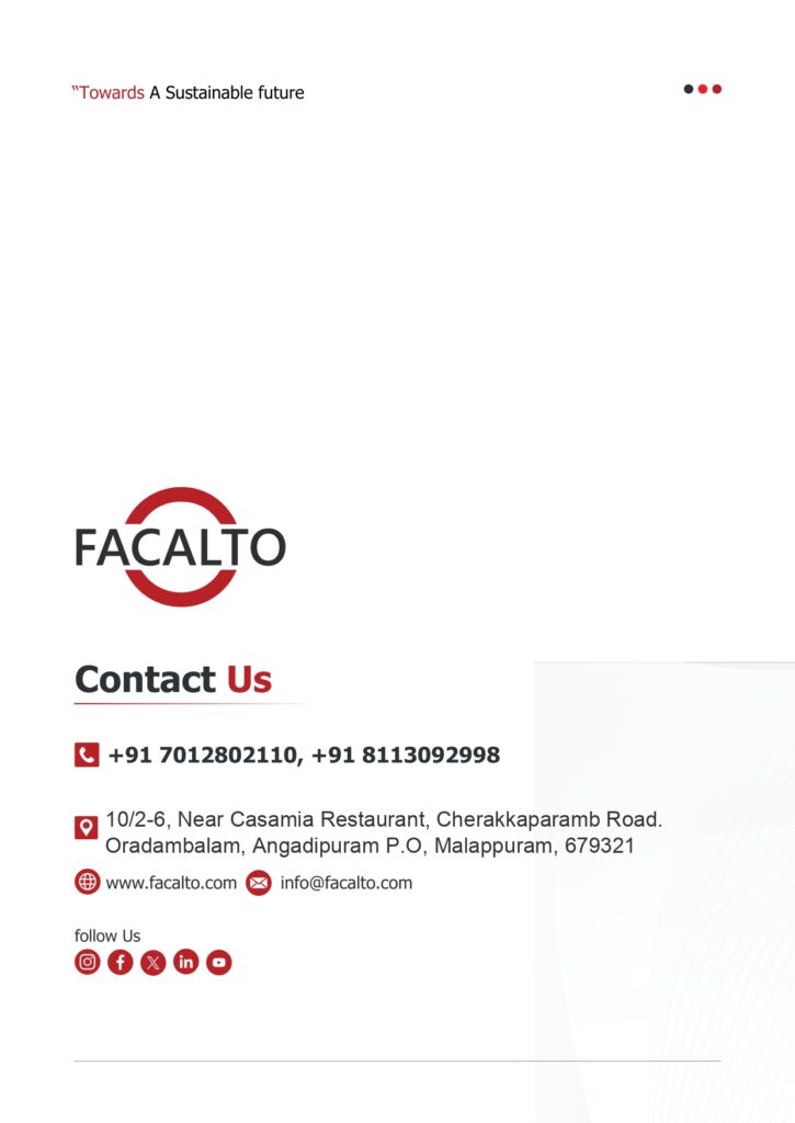 "Facalto team members standing together at company headquarters, representing unity and professionalism."